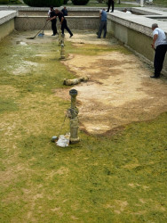 Bərdədə Heydər Əliyev adına park-bulvar ərazisində  yay mövsümü ilə əlaqədar olaraq təmizlik işlərinə başlanılıb